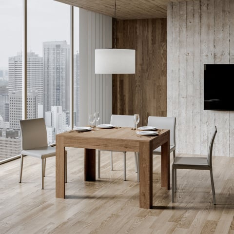 Mesa de madeira extensível 90x120-180cm cozinha sala de jantar Bibi Oak