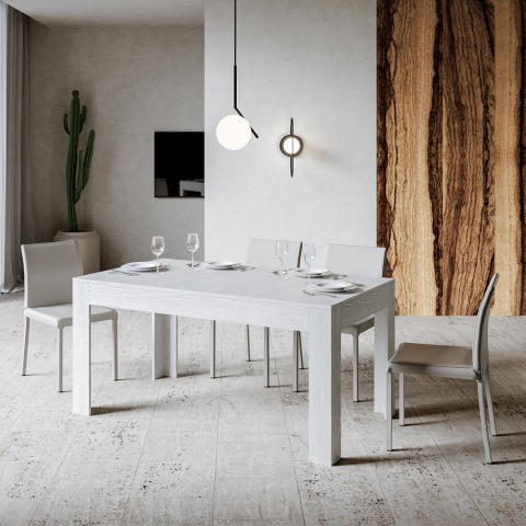 Mesa de jantar extensível 90x160-220cm branco design moderno Bibi Long Promoção