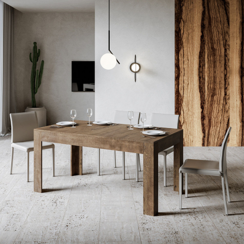 Mesa extensível 90x160-220cm design de madeira para sala de jantar Bibi Long Wood