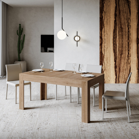 Mesa de sala de jantar 90x160-220cm Bibi Long Oak de madeira extensível moderna Promoção