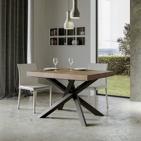 Mesa de jantar 90x130-234cm madeira moderna extensível Volantis Noix Promoção