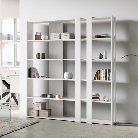 Estante de parede de design moderno branco 6 prateleiras escritório em casa Kato C