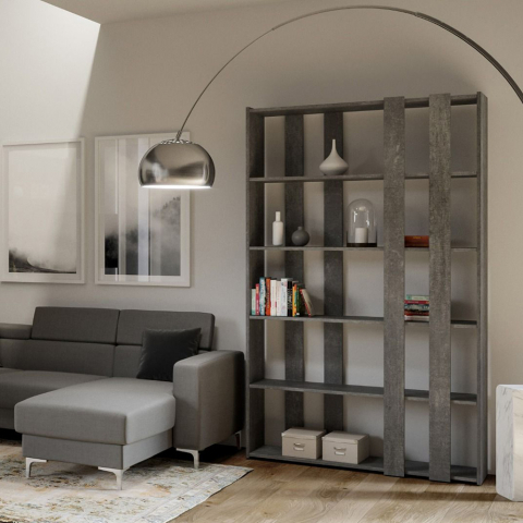 Estante de parede de sala de estar de design cinza moderno Kato A Small Concrete