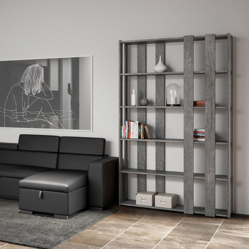 Estante de design moderno cinza com 6 prateleiras Kato E Small Concrete Estante de design moderno cinza com 6 prateleiras Kato E Small Concrete