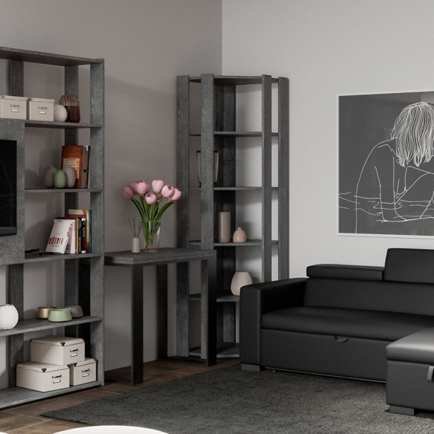Estante de canto cinza design moderno sala de estar Kato Angolo B Concrete Estante de canto cinza design moderno sala de estar Kato Angolo B Concrete