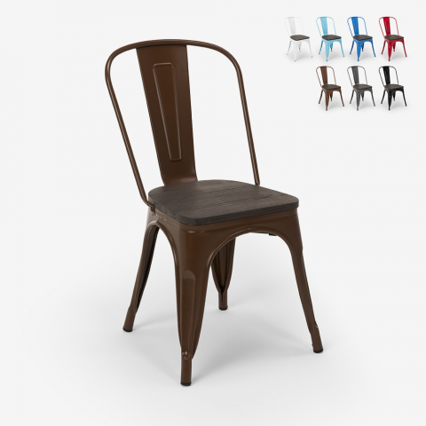 Stock 20 sillas Tolix Industrial acero madera para cocina y bar Steel Wood