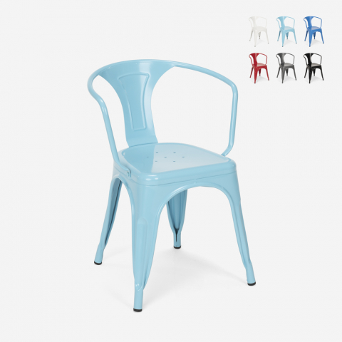 20 cadeiras Tolix industrial com apoio de braços aço cozinha e bar Steel Arm