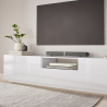 Móvel de TV parede sala de estar moderno 220x43 cm branco brilhante Fergus Estoque
