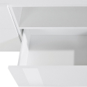 Móvel de TV parede sala de estar moderno 220x43 cm branco brilhante Fergus Modelo
