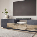 Móvel de TV sala de estar 220x43 cm parede design moderno Fergus Report Modelo