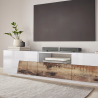 Móvel de TV 220x43 cm branco madeira parede sala de estar Fergus Wood Modelo