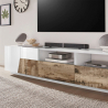 Móvel de tv 200x43cm sala parede branco madeira moderno Hatt Wood Medidas