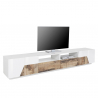 Móvel de TV 260x43cm moderno sala de estar parede madeira branco More Wood Descontos