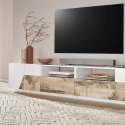 Móvel de TV 260x43cm moderno sala de estar parede madeira branco More Wood Modelo