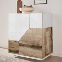 Aparador 80x43cm 2 compartimentos sala cozinha quarto moderno Adara Wood Estoque