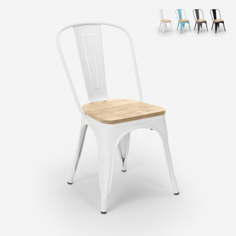 Cadeiras estilo industrial tolix design cozinha bar Steel Wood Light