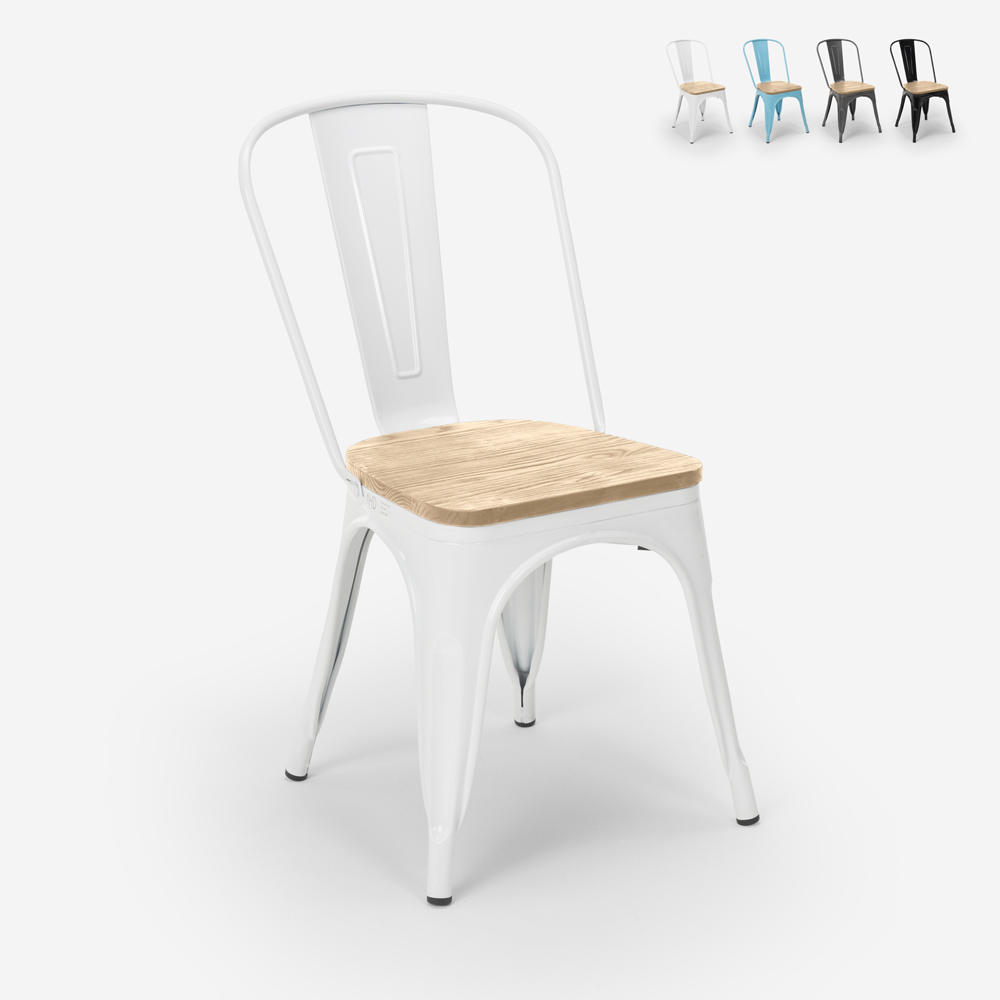 Cadeiras estilo industrial tolix design cozinha bar Steel Wood Light