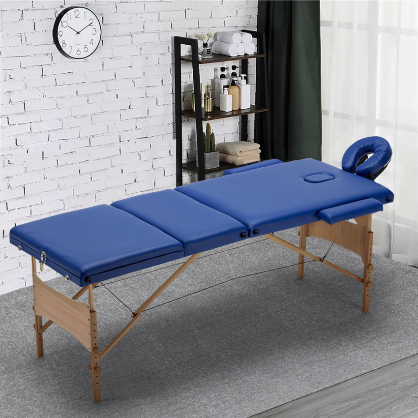 Lettino da massaggio in legno portatile pieghevole 3 zone 215cm Reiki