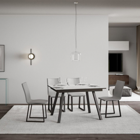 Mesa de jantar de cozinha extensível 90x120-180cm design branco Mirhi