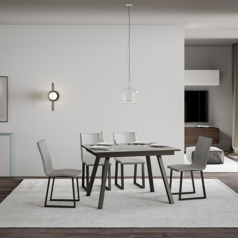 Mesa de Jantar Cinzenta Cozinha Moderna 90x120-180cm Mirhi Concrete Promoção