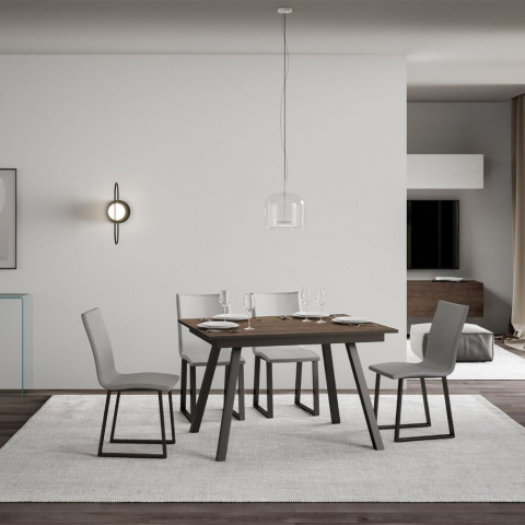 Mesa de jantar de madeira extensível para cozinha 90x120-180cm design Mirhi Noix Promoção