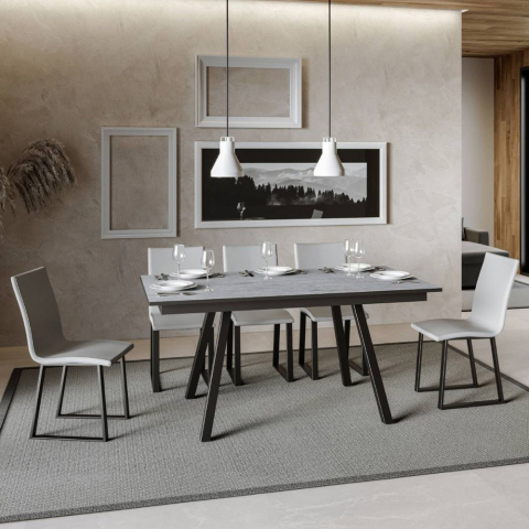 Mesa de jantar extensível cinza 90x160-220cm cozinha Mirhi Long Concrete