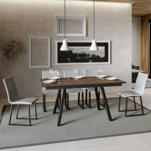 Mesa de jantar de madeira de cozinha extensível 90x160-220cm Mirhi Long Noix