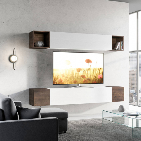 Moderna sala de estar suspensa TV stand de madeira branca A38 Promoção