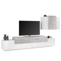 Estante módulo de parede sala com móvel TV e módulo suspenso branco e cinzento Corona Oferta