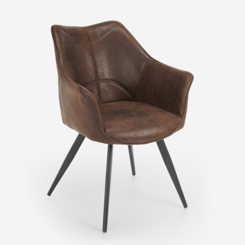 Cadeira poltrona acolchoada pele sintética design vintage sala de estar Dohod