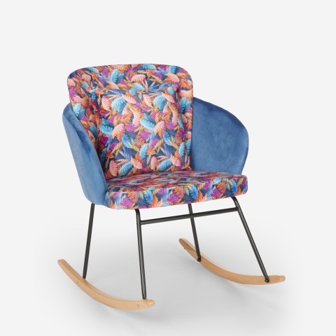 Cadeira de baloiço veludo poltrona moderna sala de estar almofada Botanika