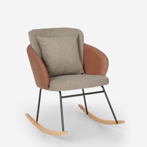 Cadeira de baloiço moderna madeira poltrona sala de estar almofada Supoles