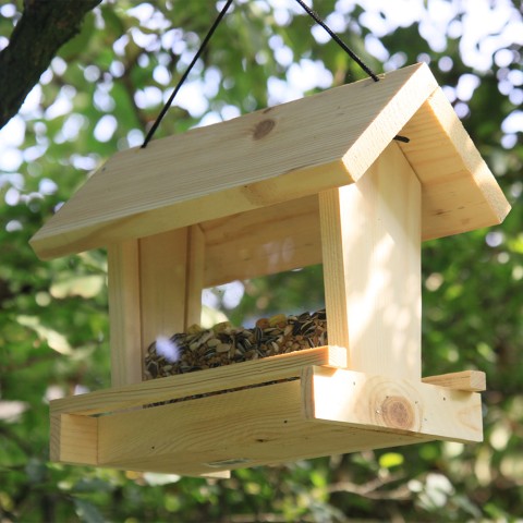 Alimentador de pássaros selvagens em madeira para exterior Cipì