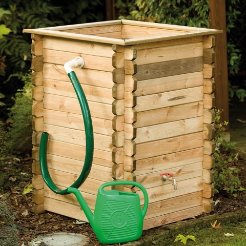 Poço de jardim de madeira para captação de água da chuva tanque 450 litros