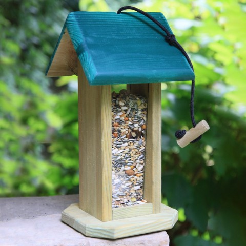 Alimentador de pássaros selvagens ao ar livre feito de madeira Lizzy