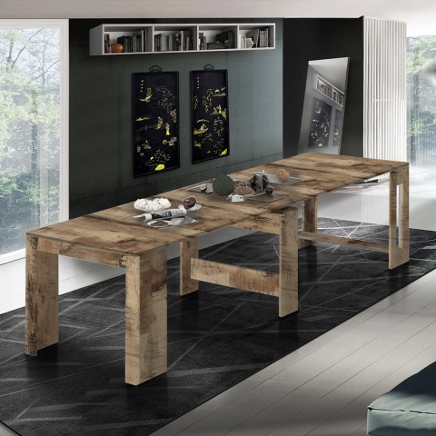 Mesa de jantar extensível com console de madeira 90-300x51cm Pratika Wood