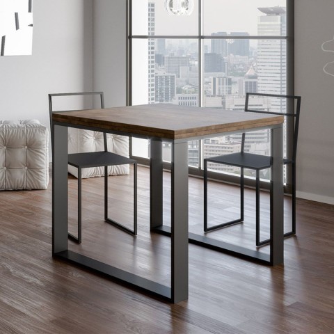 Mesa de cozinha extensível para sala de jantar 90x90-180cm Tecno Libra Noix