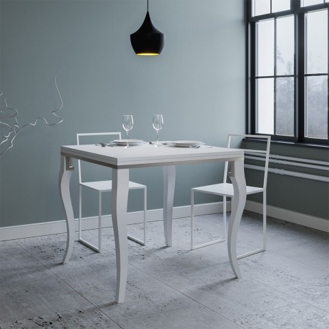 Mesa de jantar extensível branca clássica 90x90-180cm Olanda Libra