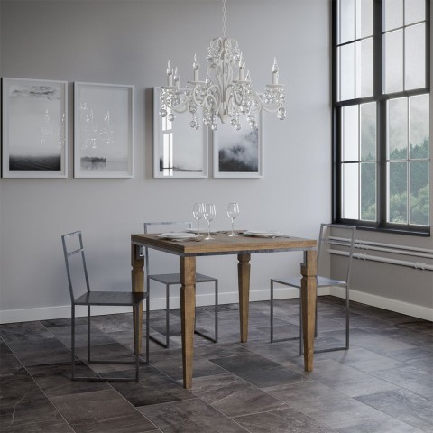 Mesa de jantar extensível 90x90-180cm madeira Império Libra Noix Promoção