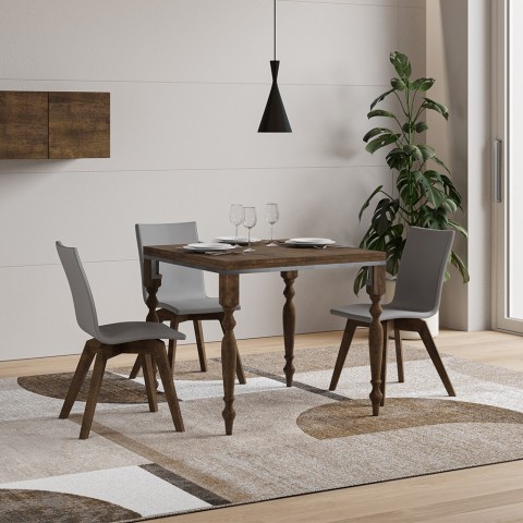 Mesa de jantar de cozinha extensível 90x90-180cm Romagna Libra Noix