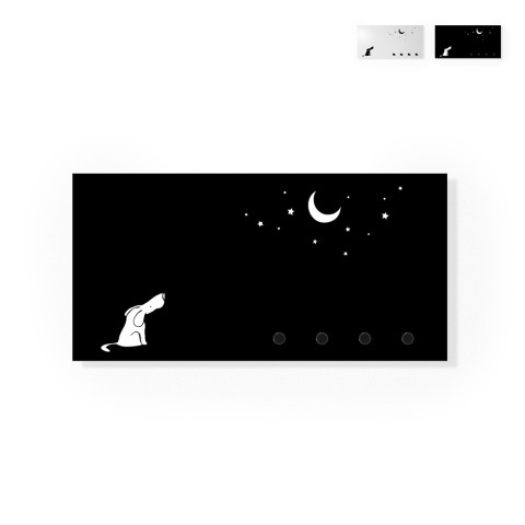 Porta-chaves de parede de quadro magnético moderno Dog and Moon