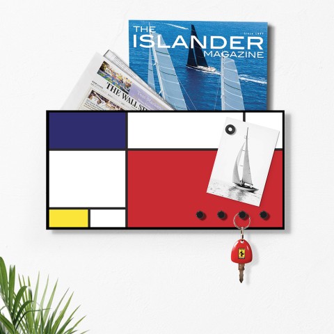 Porta-chaves de parede de quadro magnético moderno Mondrian