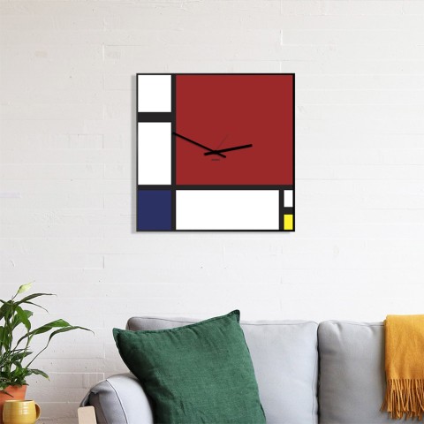 Relógio de parede com quadro magnético de design moderno Mondrian