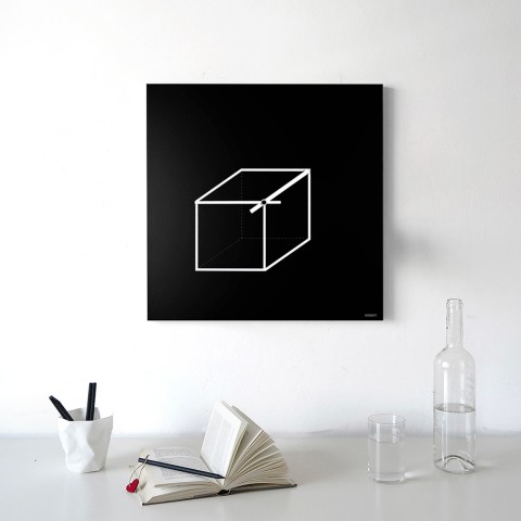 Relógio de parede quadrado 50x50cm desenho geométrico mínimo Cube