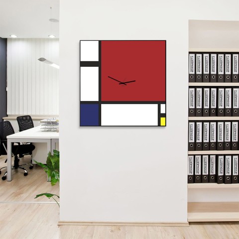 Quadro Parede Arte Fotografia Moldura Escritório Quarto Sala Arte Relógio Mondrian Big Promoção