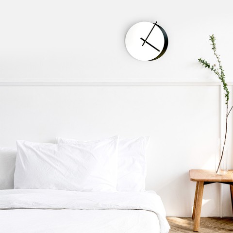 Relógio de parede design minimalista moderno redondo branco preto Eclissi