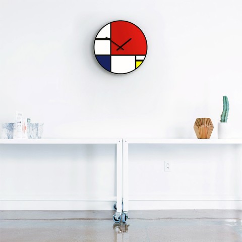 Relógio de parede redondo Mondrian de design de arte contemporânea Promoção