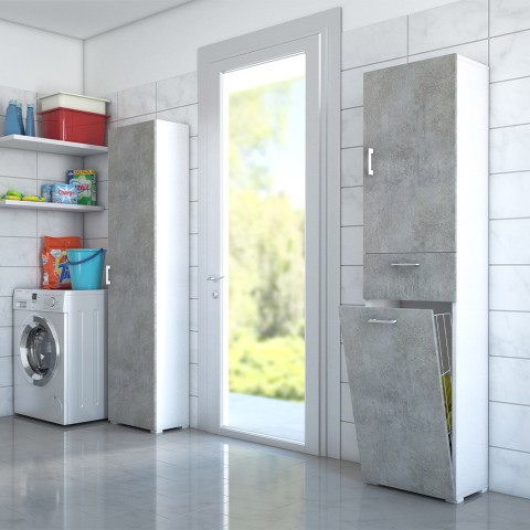 Armário de coluna de lavandaria para casas de banho com economia de espaço cinzento Promoção