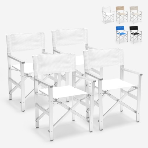 4 Cadeiras de praia dobráveis portáteis alumínio textilene Regista Gold