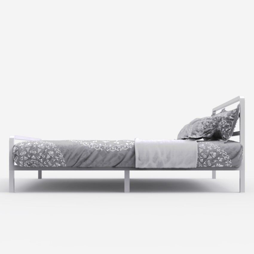 Skjern, Cama de casal de Metal c/Estrado, Resistente, 160x200